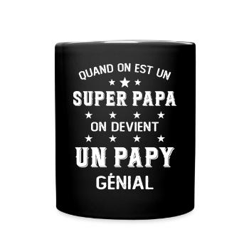 Un Super Papa On Devient Un Papy Génial - Mug uni - noir - Devant