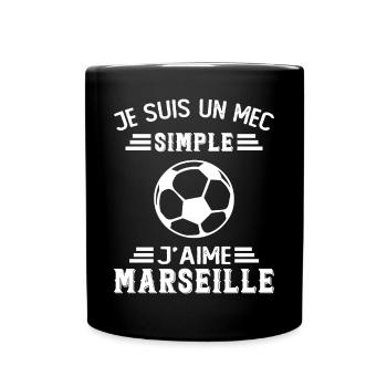 je suis un mec simple j'aime Marseille - Mug uni - noir - Devant