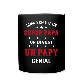 Un Super Papa On Devient Un Papy Génial - Mug uni - noir - Devant