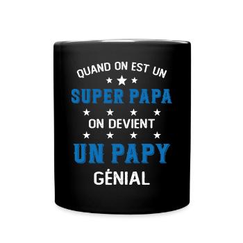Un Super Papa On Devient Un Papy Génial - Mug uni - noir - Devant