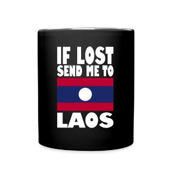 Laos Flagge Spruch - Tasse einfarbig - Schwarz - Vorne