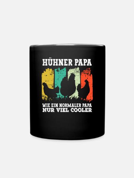 Huhn Hühner Papa - Tasse einfarbig - Schwarz