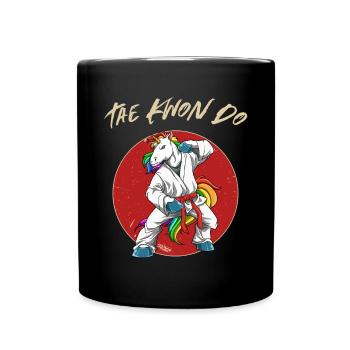 Taekwondo Einhorn - Lustige TKD Koreanische - Tasse einfarbig - Schwarz - Vorne