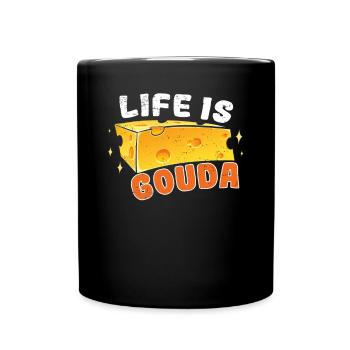 Käsefan Cheese Cheese lover Gouda Hard Cheese - Full Colour Mug - black - Front