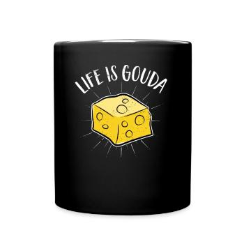 Käsefan Cheese Cheese lover Gouda Hard Cheese - Full Colour Mug - black - Front