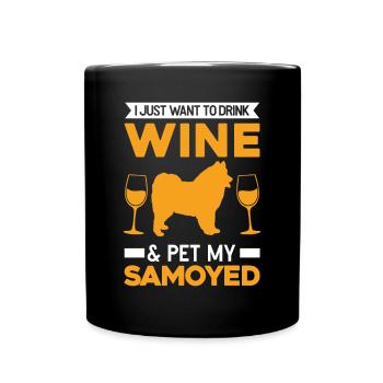 Samoyèdes et chiens de traîneau à vin Samoyèdes - Mug uni - noir - Devant