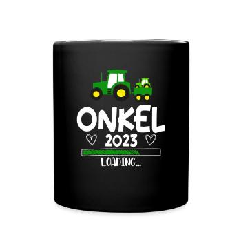 Onkel 2023 Loading Schwangerschaft - Tasse einfarbig - Schwarz - Vorne