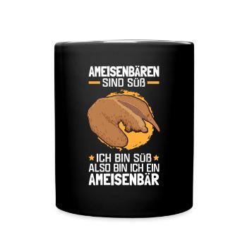 Ameisenbären sind süß Ameisenfresser - Tasse einfarbig - Schwarz - Vorne