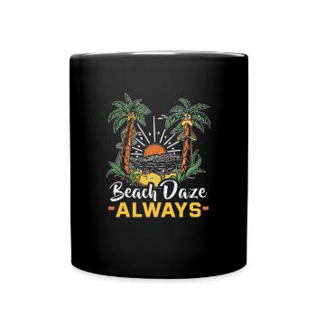 Strandurlaub am Meer Design Strandmotiv - Tasse einfarbig - Schwarz - Vorne