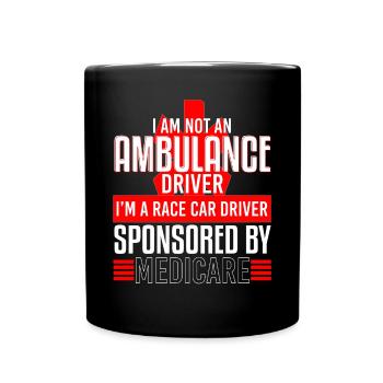 Ambulance Driver Race Car Sponsored - Full Colour Mug - black - Front
