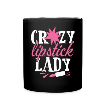 Vintage Lipstick Artwork Distressed - Full Colour Mug - black - Front