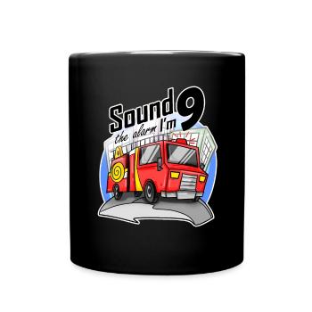 9 ans Jeune camion de pompiers voiture de pompier - Mug uni - noir - Devant