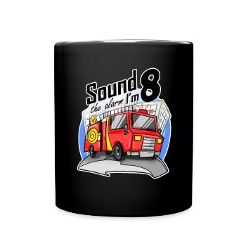 8 years old Young fire truck car - Full Colour Mug - black - Front