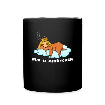 Faultier mit Krone Design für Faulenzer - Tasse einfarbig - Schwarz - Vorne