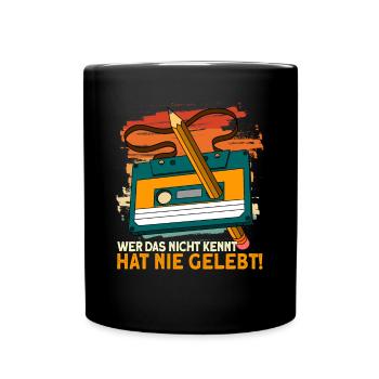 Retro Kassette 80er 90er Vintage - Tasse einfarbig - Schwarz - Vorne