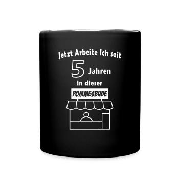 5 Jahre in einer Firma - Tasse einfarbig - Schwarz - Vorne
