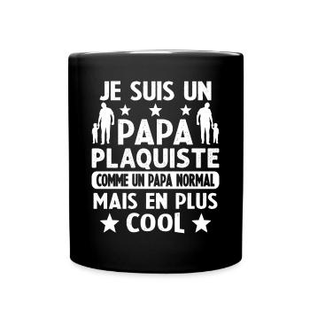 Plaquiste fête des pères futur papa - Mug uni - noir - Devant