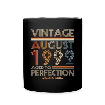 30. Geburtstag Jahrgang 1992 August 1992 - Tasse einfarbig - Schwarz - Vorne