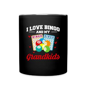 I Love Bingo And My Grandkids Shirt Geschenk Oma - Tasse einfarbig - Schwarz - Vorne