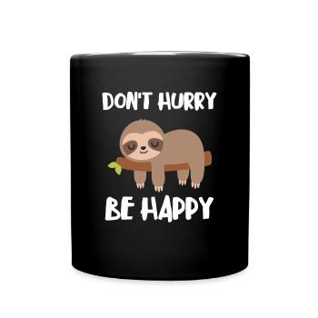 Dont Hurry Be Happy Sloth Sleep Shirt Nightgown - Full Colour Mug - black - Front