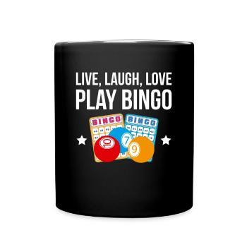 Live Laught Love Play Bingo Shirt Geschenk - Tasse einfarbig - Schwarz - Vorne