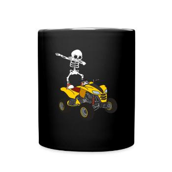 Dabbing Skeleton Quad Rider ATV Offroad Biker Quad - Full Colour Mug - black - Front