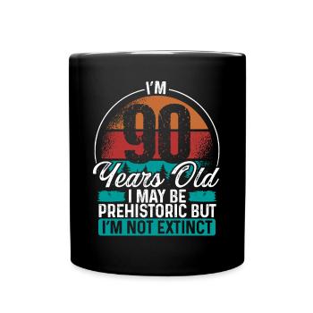 90 Birthday Idea Men Birthdays Funny 90 Year Old - Full Colour Mug - black - Front