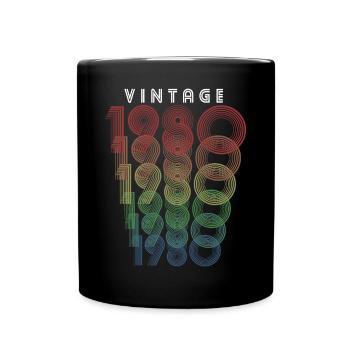Vintage 1980 Year of birth 1980 Vintage Birthday - Full Colour Mug - black - Front