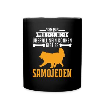 Samojede Engel Schlittenhund Samojeden - Tasse einfarbig - Schwarz - Vorne
