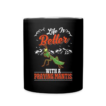 Gottesanbeterin Mantis Fangschrecke - Tasse einfarbig - Schwarz - Vorne