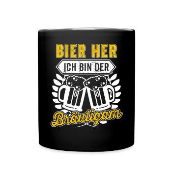 Bräutigam Bier Saufen JGA Feiern Party Bierkrug - Tasse einfarbig - Schwarz - Vorne
