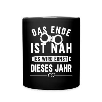 JGA 2022 Das Ende ist nah Bräutigam Geschenk - Tasse einfarbig - Schwarz - Vorne