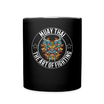 Muay Thai Kunst des Kampfes Fu Hundekopf - Tasse einfarbig - Schwarz - Vorne