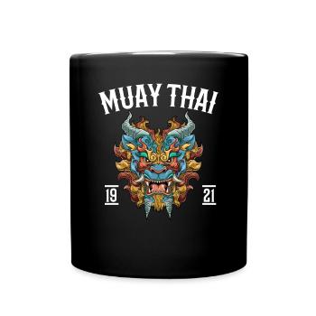 Muay Thai Kampf - Foo Dog Demon Thai Boxing - Tasse einfarbig - Schwarz - Vorne