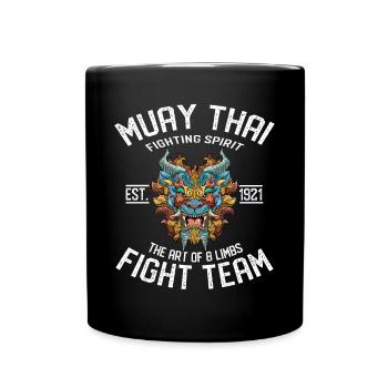 Muay Thai Fight Team - Foo Dog Thai Boxing - Tasse einfarbig - Schwarz - Vorne