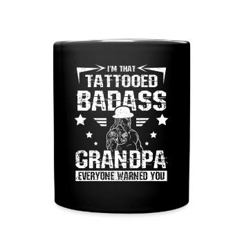 Tattooed badass Grandpa - Tasse einfarbig - Schwarz - Vorne