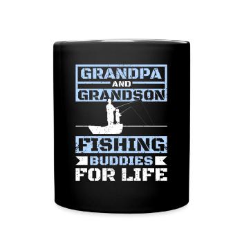 Grandpa and grandson fishing buddies for life - Tasse einfarbig - Schwarz - Vorne