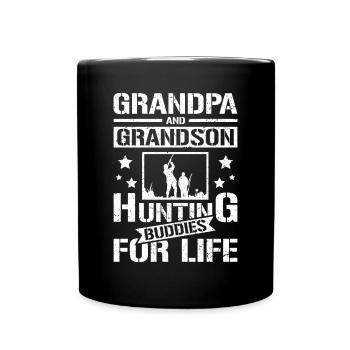 Grandpa and grandson hunting buddies - Tasse einfarbig - Schwarz - Vorne