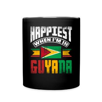 Guyana Guyana Guyana drapeau le plus heureux quand je suis dans - Mug uni - noir - Devant