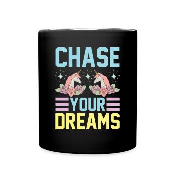 Live your dreams Unicorn - Full Colour Mug - black - Front