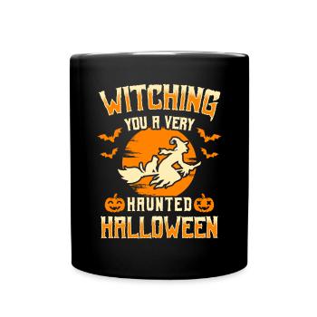 Witching You A Very Haunted Halloween / Witch - Tasse einfarbig - Schwarz - Vorne