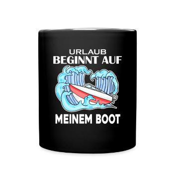 Urlaub Motorboot Kapitän Bootsführerschein - Tasse einfarbig - Schwarz - Vorne