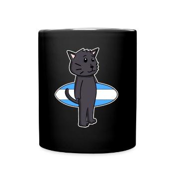 Surfboard Katze Bombay Surfen Geschenk - Tasse einfarbig - Schwarz - Vorne