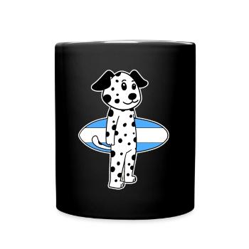 Surfboard Dog Dalmatian Surfing Gift - Full Colour Mug - black - Front