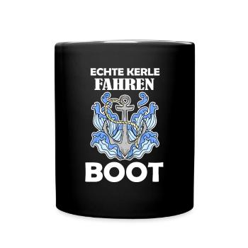 Motorboot Kapitän Bootsführerschein - Tasse einfarbig - Schwarz - Vorne