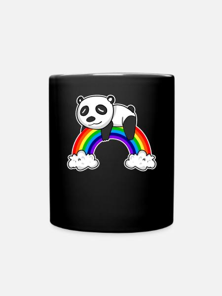 Regenbogen Panda - Tasse einfarbig - Schwarz