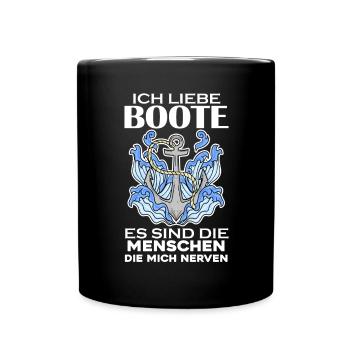Motorboot Kapitän Boot - Tasse einfarbig - Schwarz - Vorne