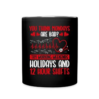 Night ER Nurse Appreciation Emergency Room Nursing - Full Colour Mug - black - Front