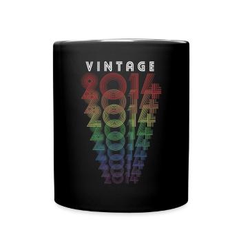 Vintage 2014 Year of birth 2014 Vintage Birthday - Full Colour Mug - black - Front