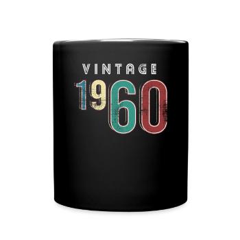 Vintage 1960 Birthday Born in 1960 - Full Colour Mug - black - Front